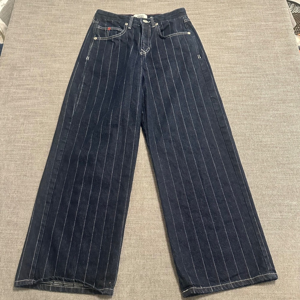 BDG Urban Outfitters Pinstripe Jeans Womens 25 Indigo Blue  Wide Leg